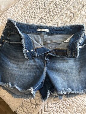 Kansan Frayed Hem Denim Shorts - Medium Blue Wash